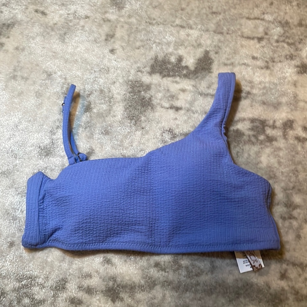 BECCA asymmetrical blue bikini top